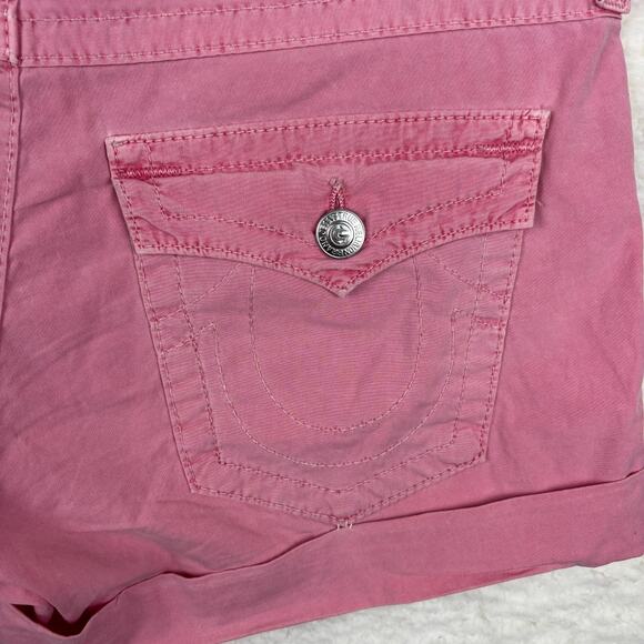 True Religion Pink Cuffed Denim Shorts | Size 28 | Made in USA - Picture 9 of 12